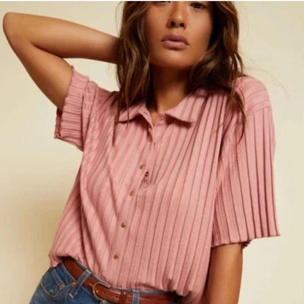Nation LTD Pink Pleated Top